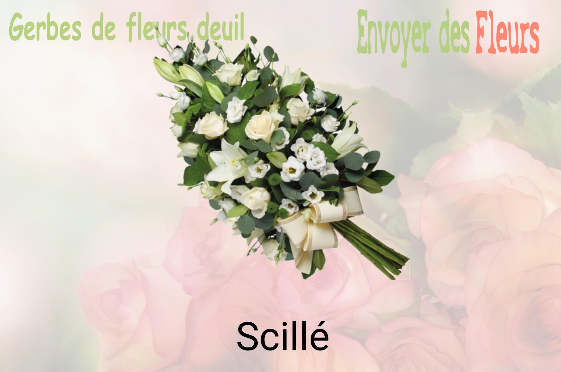 Gerbe de fleurs de deuil livrée à Scillé